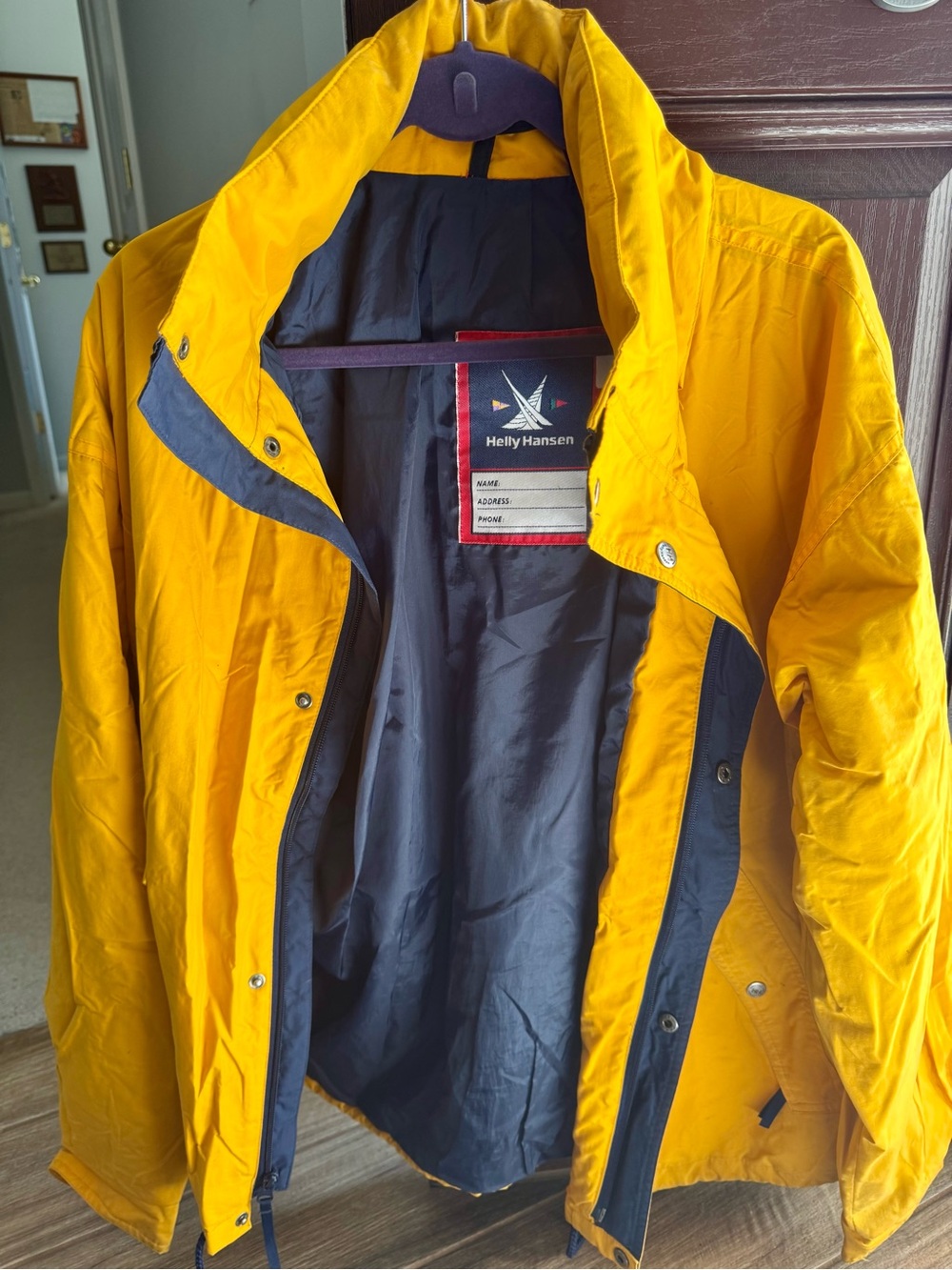 Helly Hansen Yellow Raincoat with Navy Trim